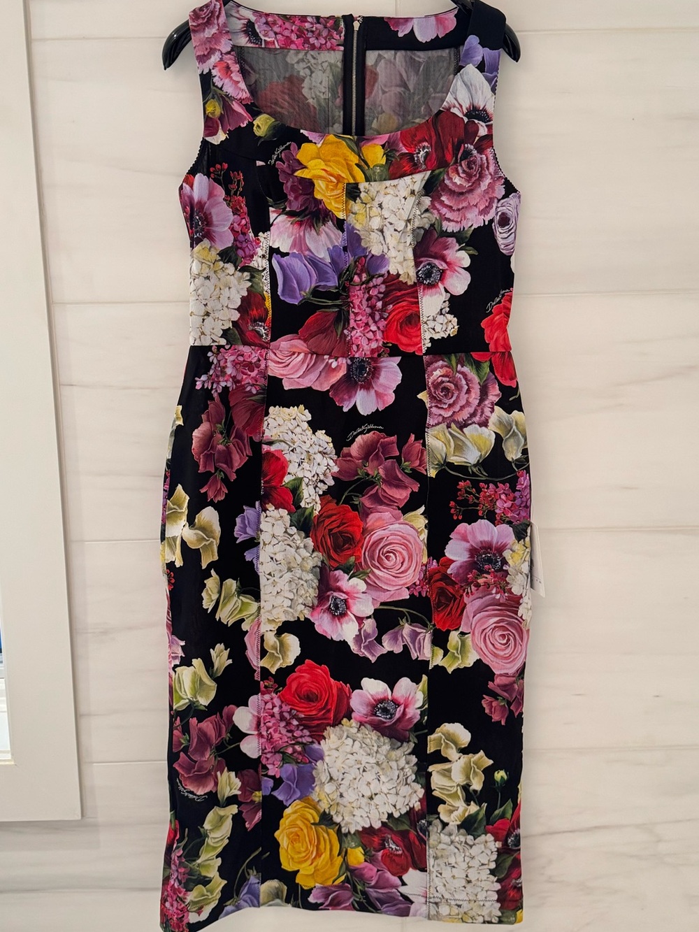 Dolce & Gabbana Floral Mesh Sheath Midi Dress Size 50 NWT